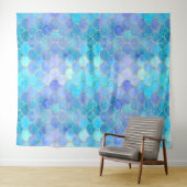 Aqua Pearlescent & Gold Mermaid Scanner Muster Wandteppich (Beispiel (Horizontal))