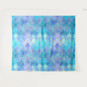 Aqua Pearlescent & Gold Mermaid Scanner Muster Wandteppich (Vorderseite (Horizontal))