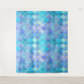 Aqua Pearlescent & Gold Mermaid Scanner Muster Wandteppich (Vorderseite)