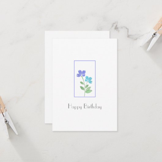 Aqua Periwinkle Blume Stems Karte (Vorderseite/Rückseite Beispiel)