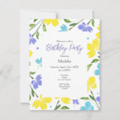 Aqua, Periwinkle, Gelbe Aquarellfarben, Blume Einladung (Vorderseite)