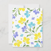Aqua, Periwinkle, Gelbe Aquarellfarben, Blume Einladung (Rückseite)