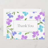 Aqua Periwinkle Lila Aquarell Blume Stems Dankeskarte (Vorne/Hinten)