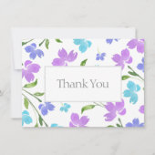Aqua Periwinkle Lila Aquarell Blume Stems Dankeskarte (Vorderseite)