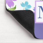 Aqua Periwinkle Lila Aquarell Blume Stems Mousepad (Ecke)