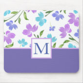 Aqua Periwinkle Lila Aquarell Blume Stems Mousepad (Vorne)