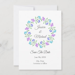 Aqua, Periwinkle, Lila Aquarell Save The Date