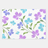 Aqua Periwinkle Lila Aquarellfarben Geschenkpapier Set (Vorderseite)