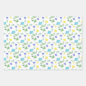 Aqua, Periwinkle, Muster der gelben Blume Geschenkpapier Set (Vorderseite 3)