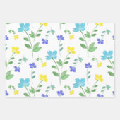 Aqua, Periwinkle, Muster der gelben Blume Geschenkpapier Set (Vorderseite)