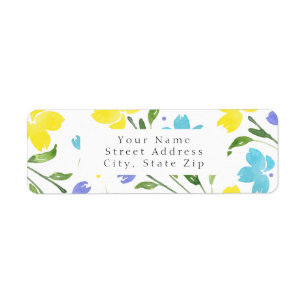 Aqua Periwinkle Yellow Watercolor Blume Stems