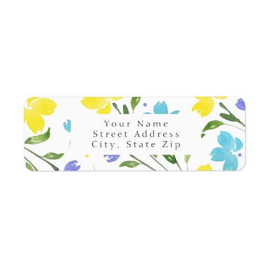 Aqua Periwinkle Yellow Watercolor Blume Stems (Vorne)