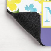 Aqua Periwinkle Yellow Watercolor Blume Stems Mousepad (Ecke)