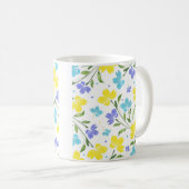 Aqua Periwinkle Yellow Watercolor Floral Stems Kaffeetasse (VorderseiteRechts)