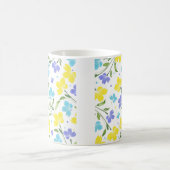 Aqua Periwinkle Yellow Watercolor Floral Stems Kaffeetasse (Mittel)