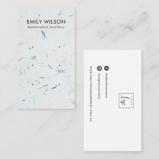 AQUA PETAL HANDMADE PAPIER 3 STUDIERENDE EARRING-A VISITENKARTE (Vorne/Hinten)