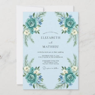 Aqua-Pfingstrosen-Hochzeit Einladung
