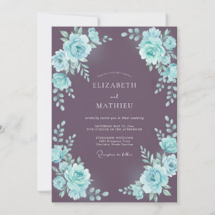 Aqua-Pflumenblatt-Hochzeit Einladung