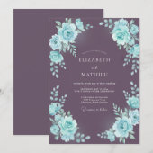 Aqua-Pflumenblatt-Hochzeit Einladung (Vorne/Hinten)
