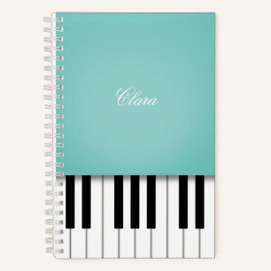 Aqua Piano Music Keyboard Personalisiert Notizblock