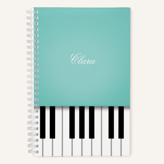 Aqua Piano Music Keyboard Personalisiert Notizblock (Vorderseite)