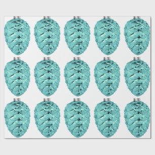 Aqua Pinecone Ornamente Umschlagpapier Geschenkpapier