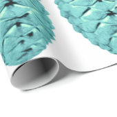 Aqua Pinecone Ornamente Umschlagpapier Geschenkpapier (Rolleneckpunkt)