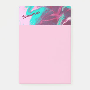 Aqua Pink Abstrakter Personalisierter Post Es Anme Post-it Klebezettel