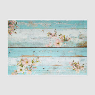 Aqua Pink Blume Holzpflasterpapier Seidenpapier