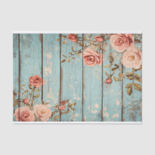 Aqua Pink Blume Holzpflasterpapier Seidenpapier