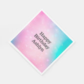 Aqua Pink Bokeh Hearts Birthday Serviette (Ecke)