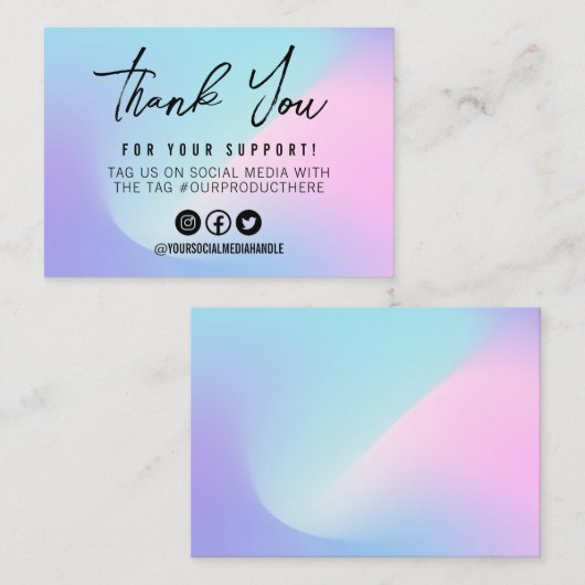 Aqua Pink Calligraphy Pastell Media Insert Visitenkarte (Vorne/Hinten)