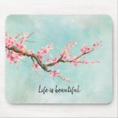 Aqua Pink Cherry Blossom Blumenmouse Pad Mousepad (Vorne)