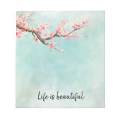 Aqua Pink Cherry Blossom Floral Notizblock (Vorderseite)