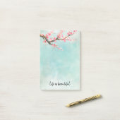 Aqua Pink Cherry Blossom Floral Post-it Klebezettel (Auf Schreibtisch)