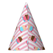 Aqua Pink Chocolate Cupcake Pattern Party Hat Partyhütchen (Rückseite)