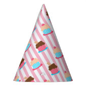 Aqua Pink Chocolate Cupcake Pattern Party Hat Partyhütchen (Links)