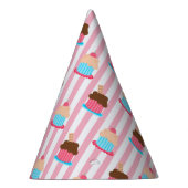 Aqua Pink Chocolate Cupcake Pattern Party Hat Partyhütchen (Rechts)
