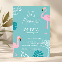 Aqua & Pink Flamingo Tropischer Geburtstag