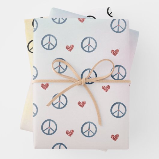 Aqua Pink Gelbe Gefärbte Krawatte Friedenszeichen Geschenkpapier Set (Beispiel)