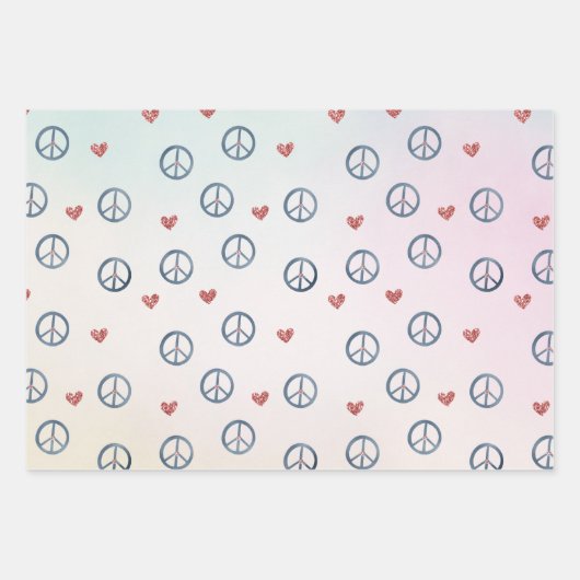 Aqua Pink Gelbe Gefärbte Krawatte Friedenszeichen  Geschenkpapier Set (Vorderseite)