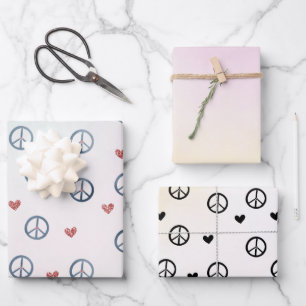 Aqua Pink Gelbe Gefärbte Krawatte Friedenszeichen  Geschenkpapier Set