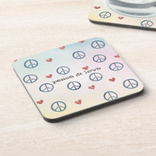 Aqua Pink Gelbe Gefärbte Krawatte Friedenszeichen Getränkeuntersetzer