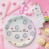 Aqua Pink Gelbe Gefärbte Krawatte Friedenszeichen  Pappteller (Party)