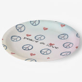 Aqua Pink Gelbe Gefärbte Krawatte Friedenszeichen  Pappteller (Schrägansicht)