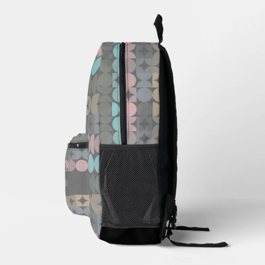 Aqua Pink Grau Beige Circles Pattern Bedruckter Rucksack (Rechts)