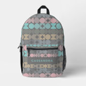 Aqua Pink Grau Beige Circles Pattern Bedruckter Rucksack (Vorderseite)