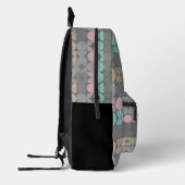 Aqua Pink Grau Beige Circles Pattern Bedruckter Rucksack (Links)