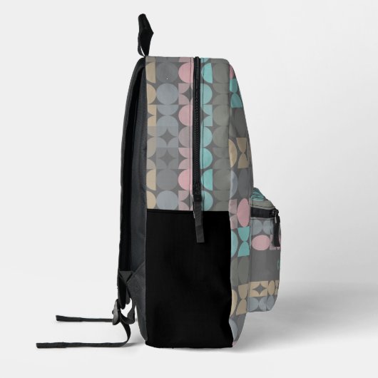 Aqua Pink Grau Beige Circles Pattern Bedruckter Rucksack (Links)