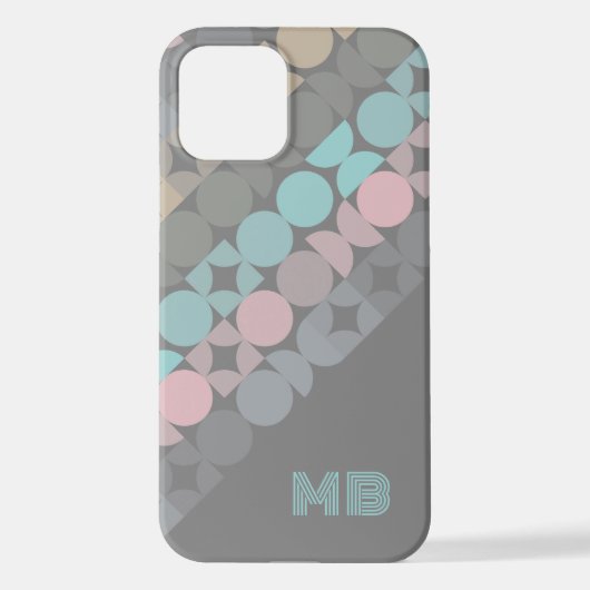 Aqua Pink Grau Beige Circles Pattern iPhone Hülle (Rückseite)